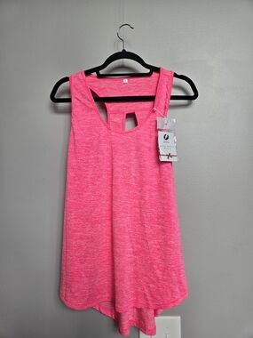 ICITIVE Neon Pink Space Dye Open Back Activewear Tank NWT